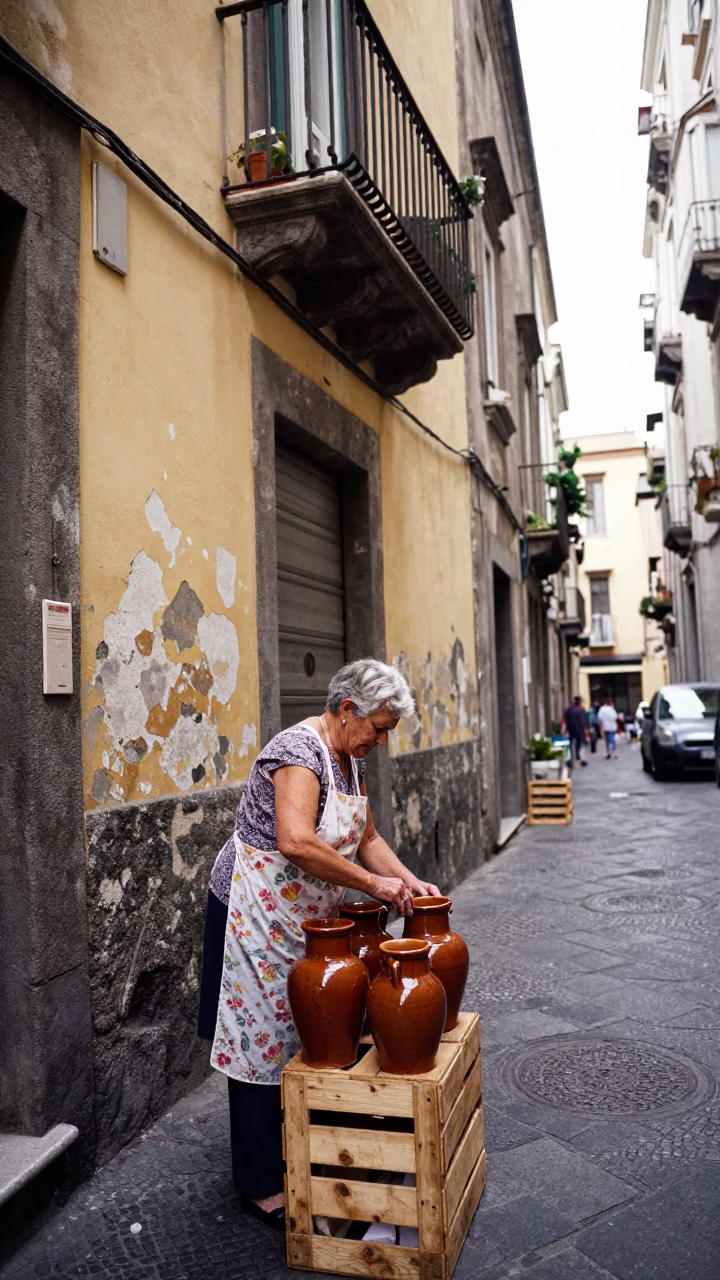 Ceramic Jars at Midday Light in Naples in in Naples, Italy