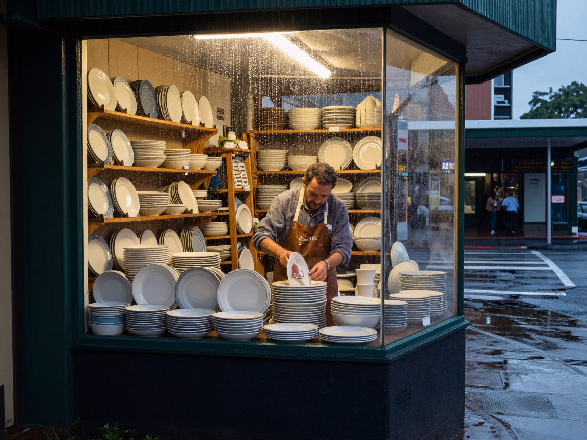 Ceramic Plates in Adelaide at Dusk Light in in Adelaide, South Australia, Australia