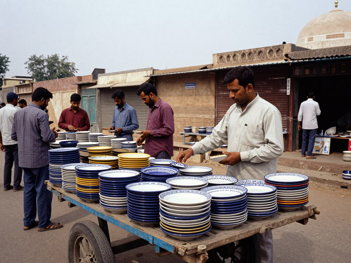 Ceramic Plates in Jaipur at Midday Light in in Jaipur, India