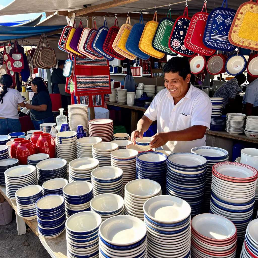 Ceramic Saucers in Merida at Late Morning Light in in Merida, Mexico