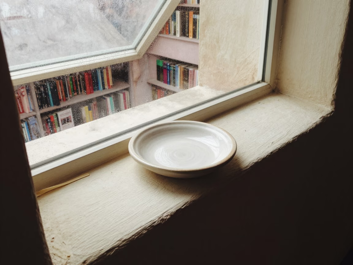 Ceramic Trivet on Book Ledge San Miguel Noon in on a painted display ledge near San Miguel de Allende