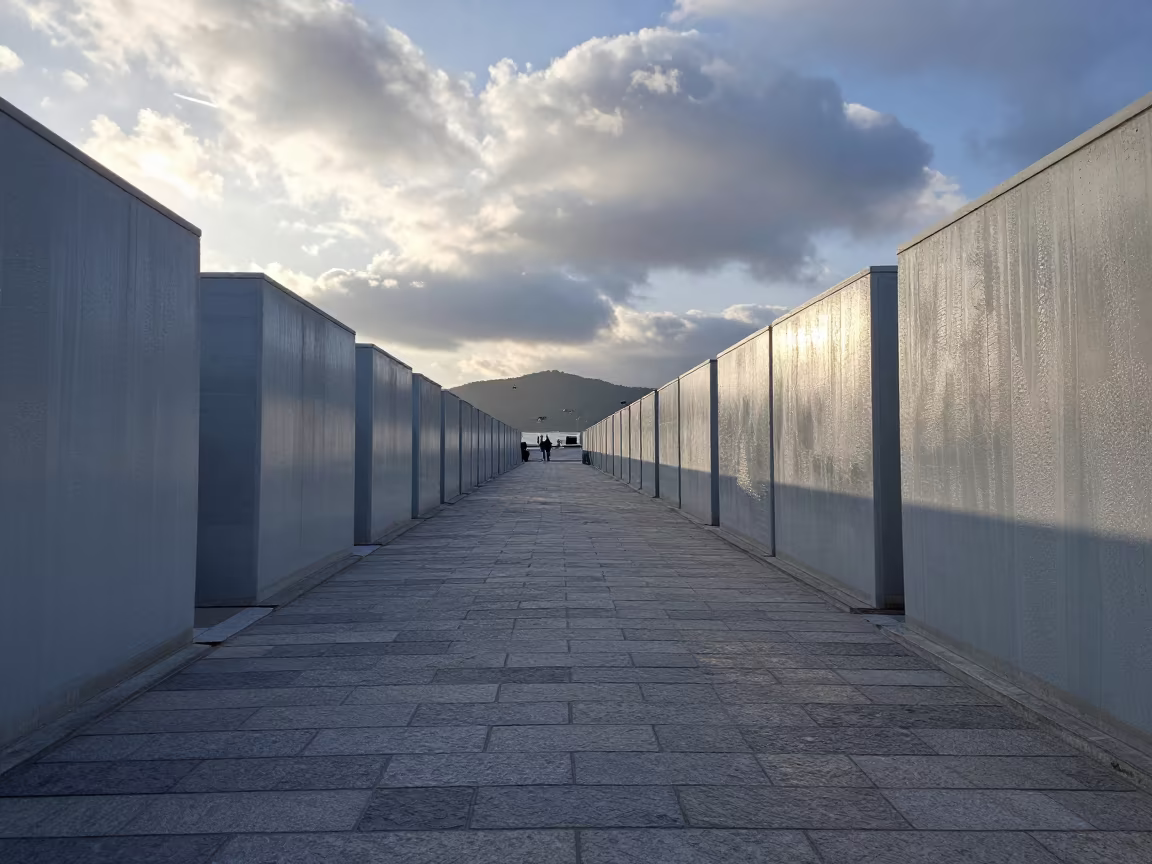 Ceramicist at Dawn with Impossible Corridor in at a harbor quay near Huinnyeoul, Busan