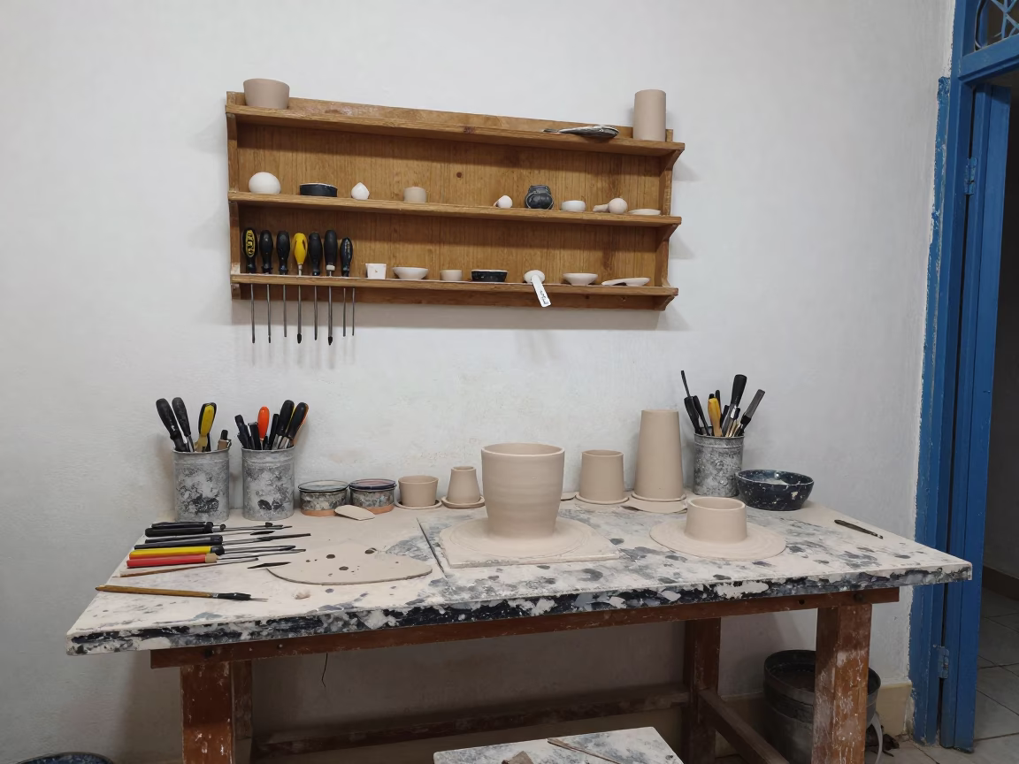 Ceramicist Workbench in Tunis in in Tunis, Tunisia