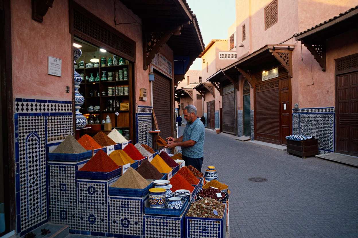 Ceramics at Evening Light in Marrakech in in Marrakech, Morocco