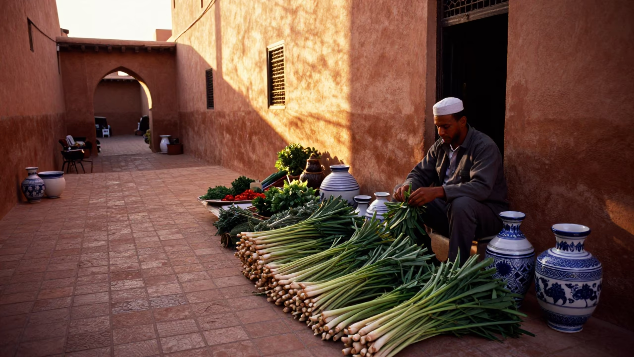 Ceramics in Marrakech at Golden Hour in in Marrakech, Morocco