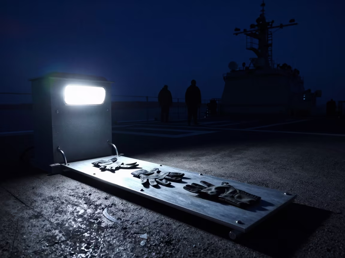 Ceremony Glove Stretcher on Naval Deck in on a naval deck in rough wind in Alberta