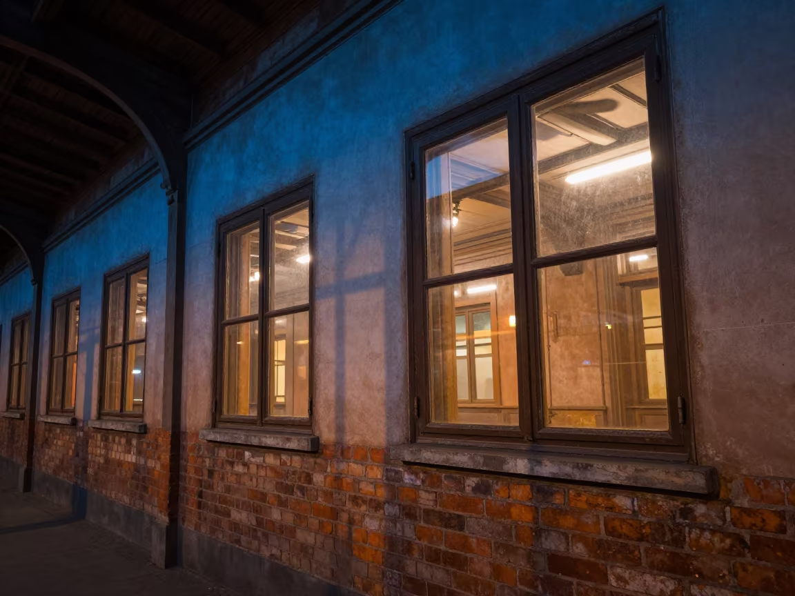 Cerulean to Sienna Fading Dusk Terminal in inside a restored train terminal in Mogaung