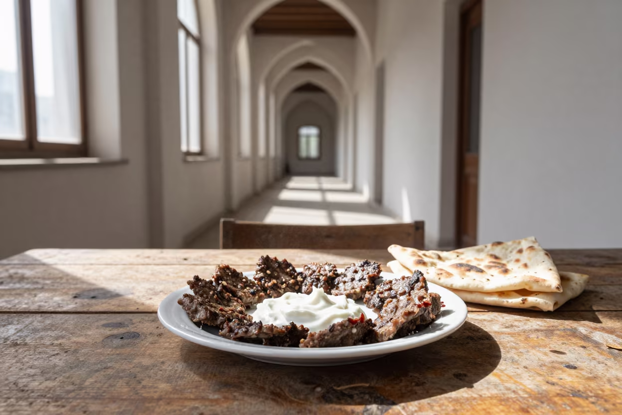 Cevapi on Dusty Library Table Heraklion in on a dusty library table in Heraklion