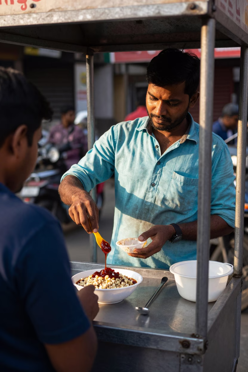 Chaat in Kolkata at The Early Afternoon Light in in Kolkata, India