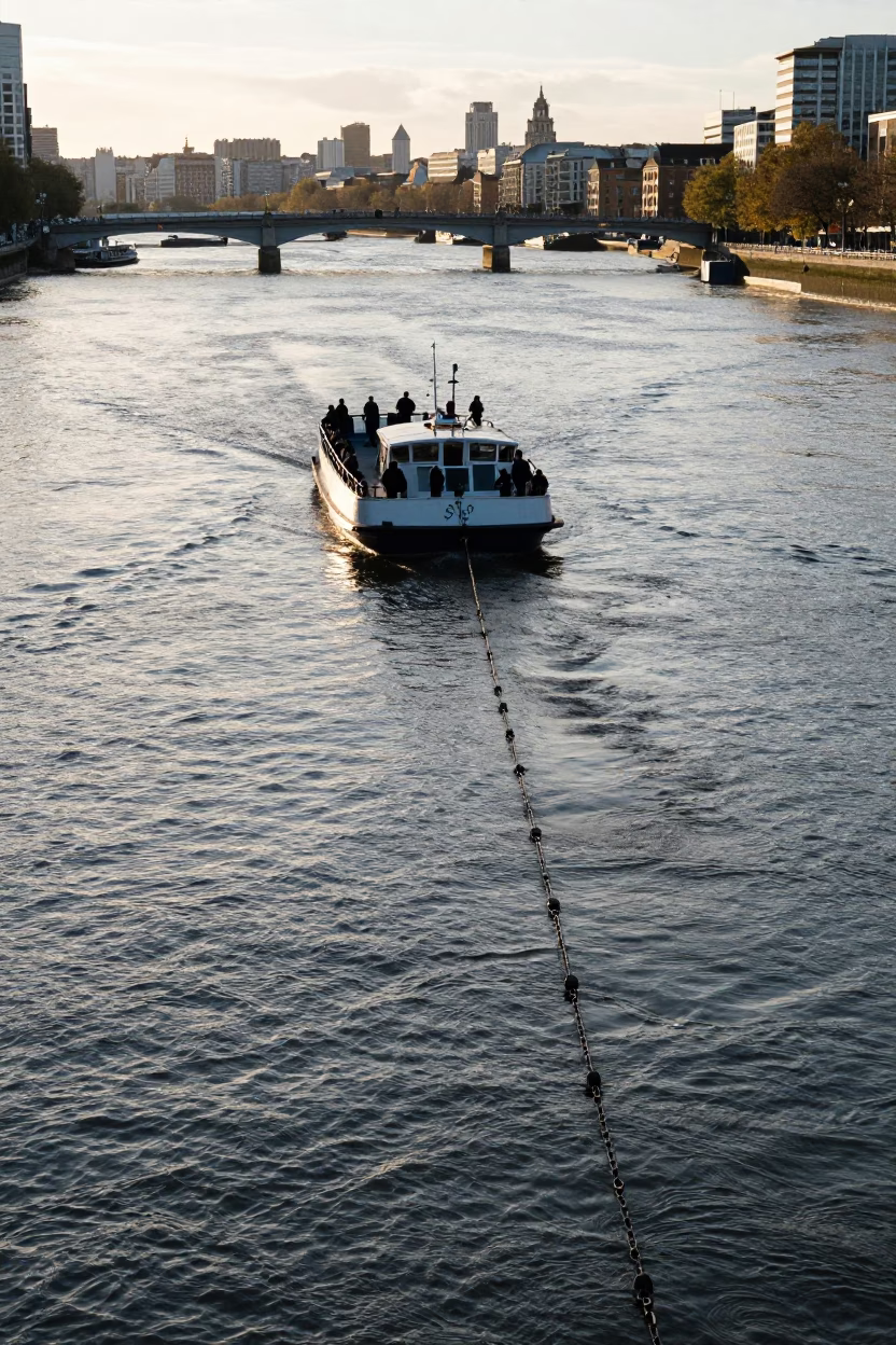 Chain Ferry Crossing River Thames in Late Afternoon London United Kingdom in in London, United Kingdom
