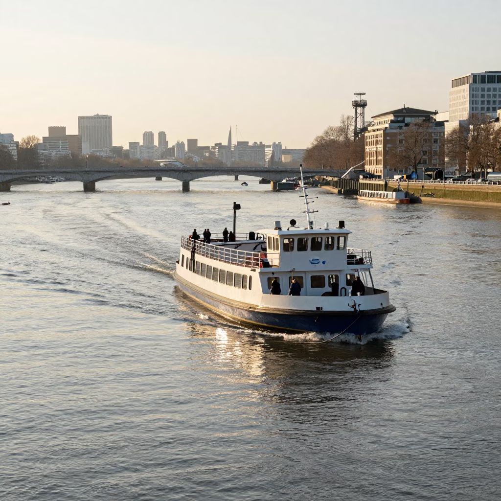 Chain Ferry Crossing Thames River in Late Morning London United Kingdom in in London, United Kingdom