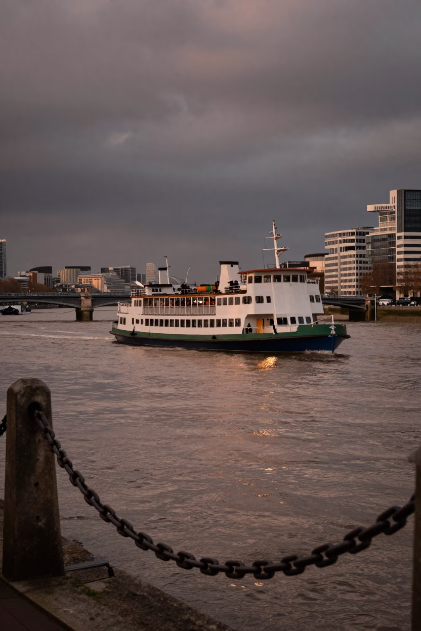 Chain Ferry Crossing The River Thames in London in in London, United Kingdom