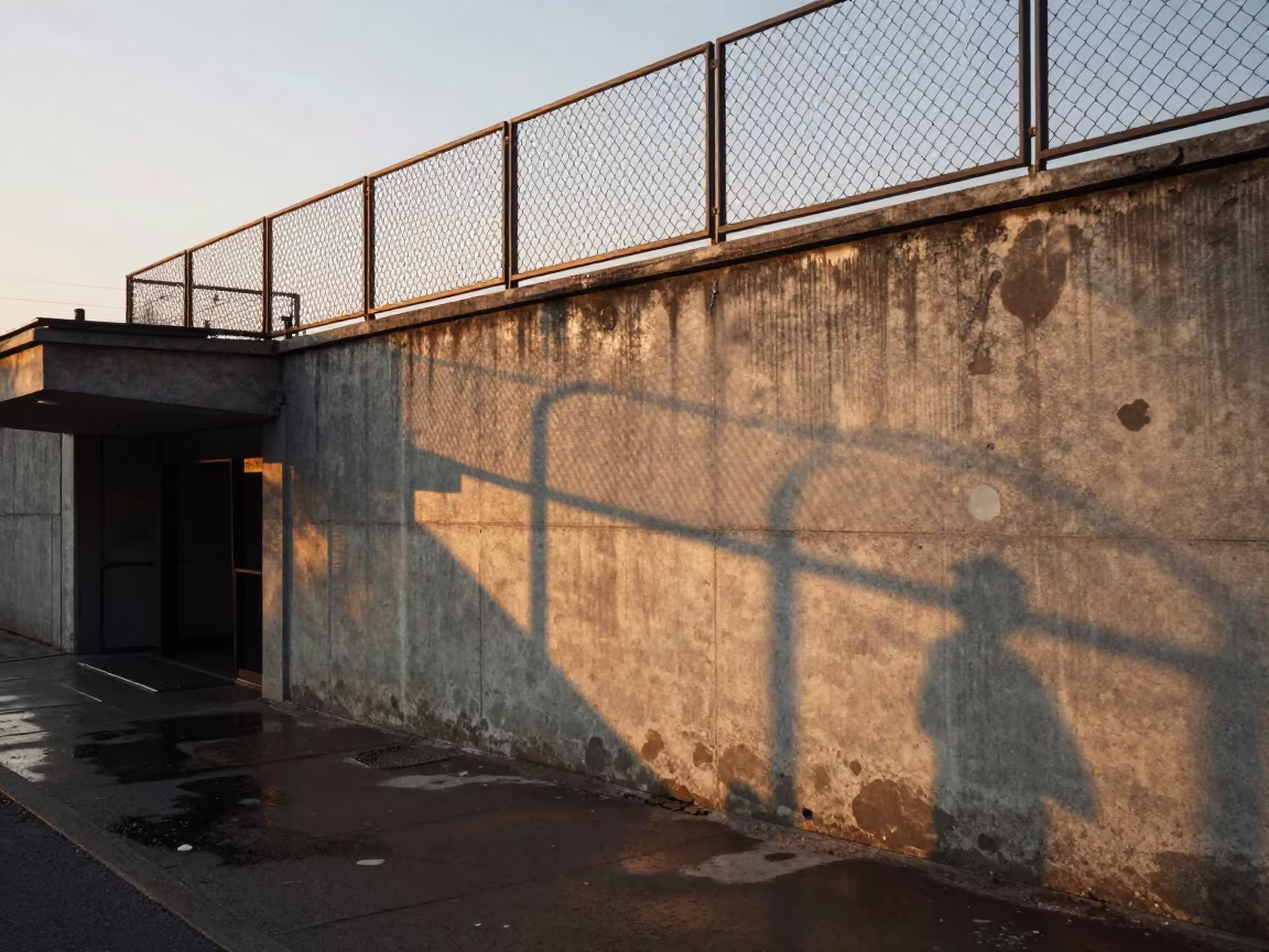 Chain Link Shadows on Erzurum Concrete Wall in outside a metro entrance in Erzurum