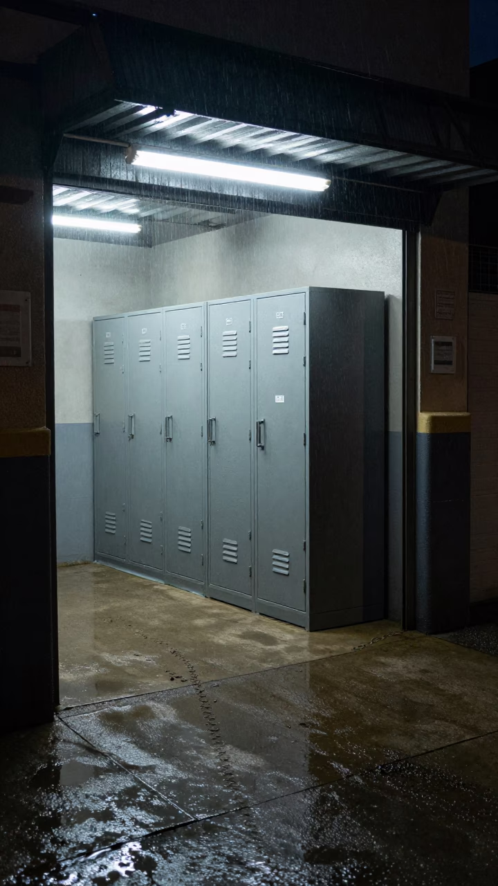 Chain Locker With Rain Tracks In Santa Teresa Bay in inside a chilled distribution bay in Santa Teresa, Rio de Janeiro