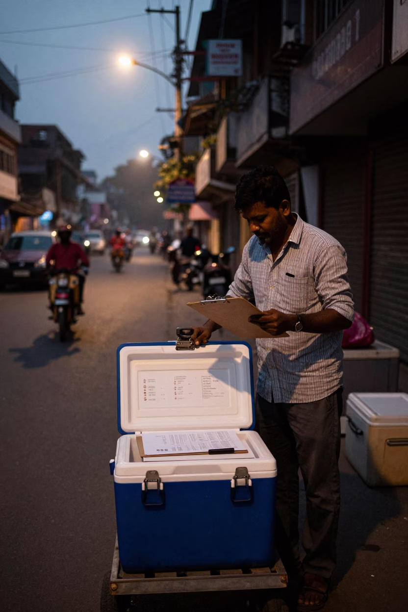 Chain Logistics in Kolkata at The Still Hours Before Dawn Light in in Kolkata, India
