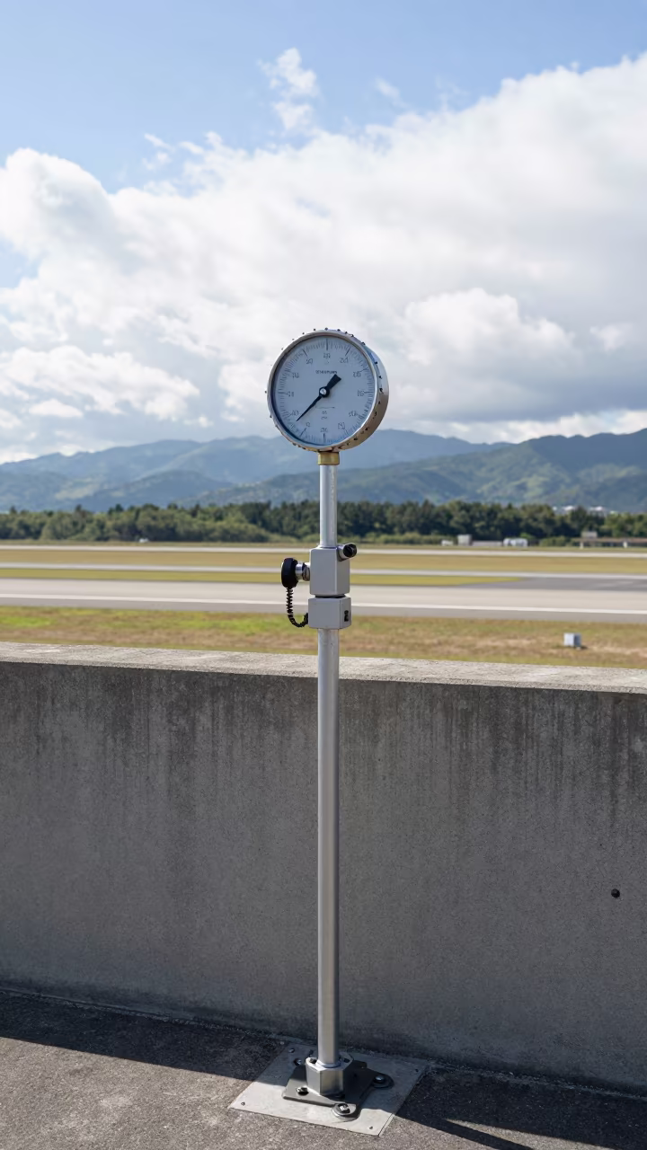 Chain Tension Gauge on Mixco Airbase Flight Line in along an airbase flight line near Mixco