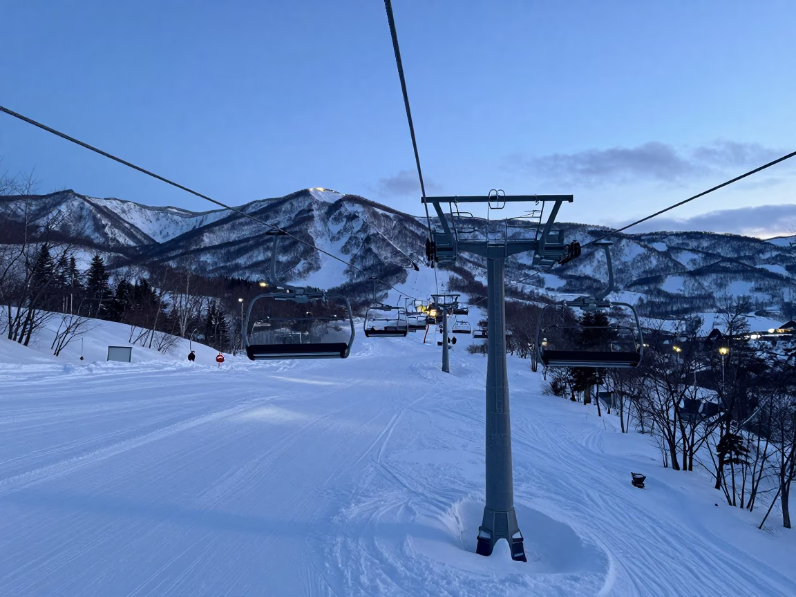 Chair Lift at Blue Hour in Sapporo in in Sapporo, Japan