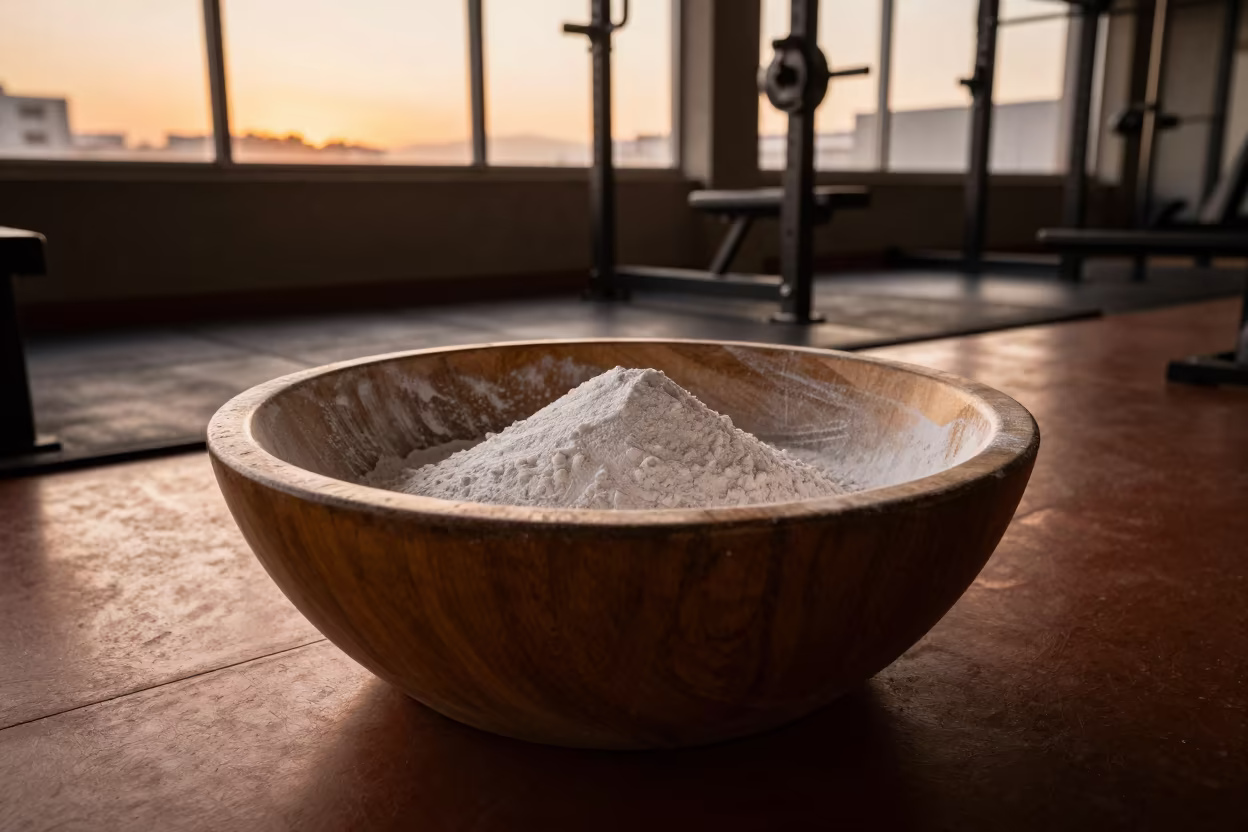 Chalk Bowl Silhouette in Late Summer Light in inside a strength room near Taoyuan