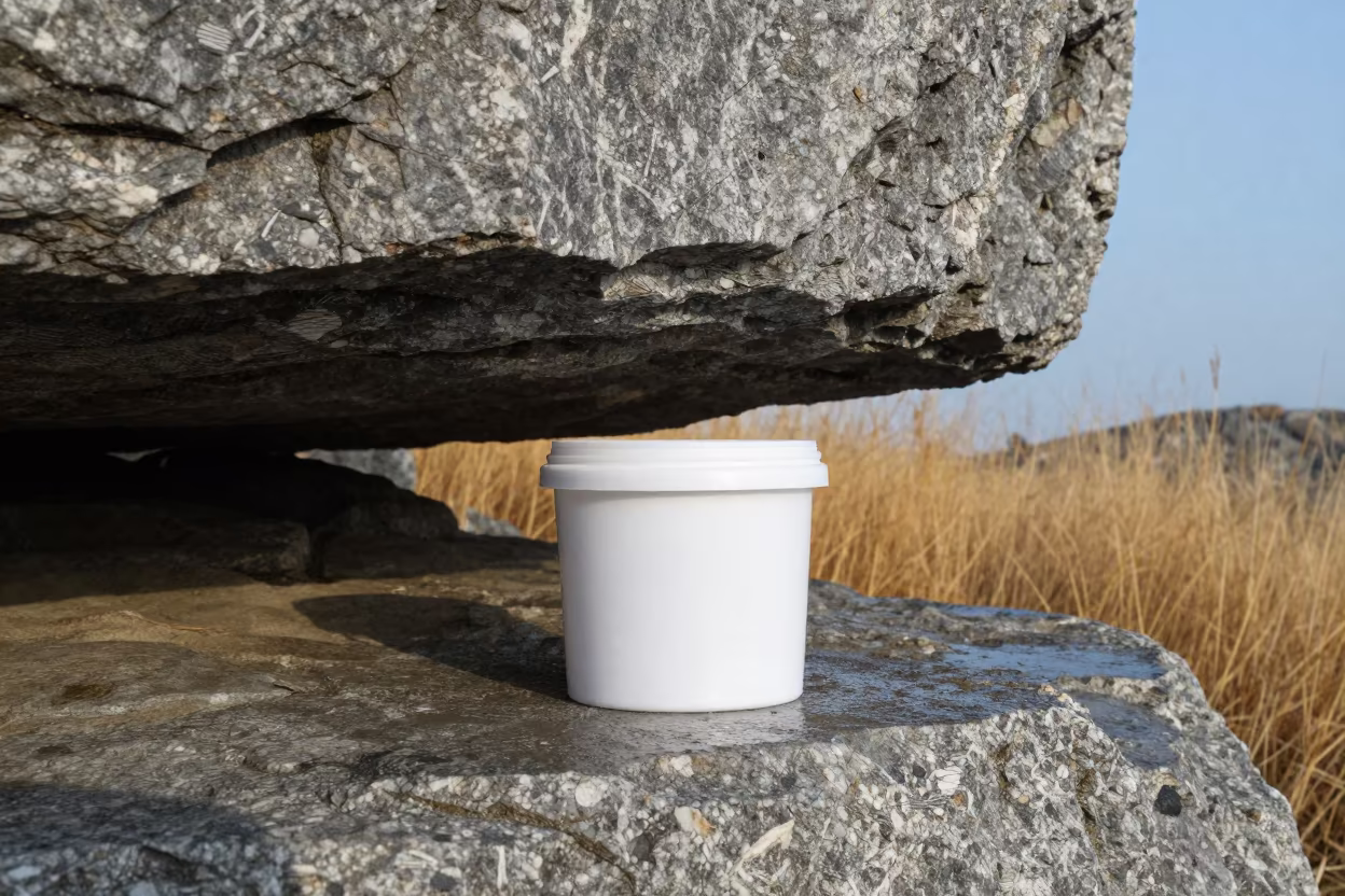 Chalk Bucket Under Overhang Late Afternoon in near open fields near Salem