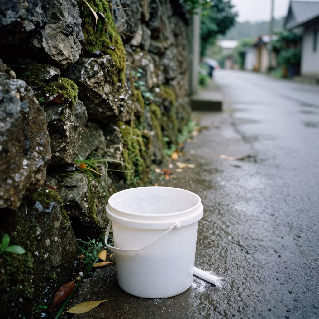 Chalk Bucket on Wet Village Lane Bouldering in in a village lane near Kozhikode