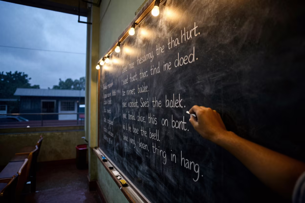 Chalk Dust and Hope in Chittagong Lecture Hall in in a lecture hall before the crowd arrives near Chittagong