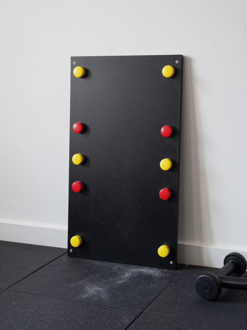 Chalk Dust Timer Board in Bolu Spin Studio in inside a spin studio under class lights in Bolu