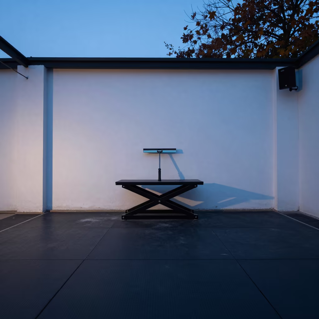 Chalk Screen Squeegee in Delhi Spin Studio Twilight in inside a spin studio under class lights in Hauz Khas, Delhi