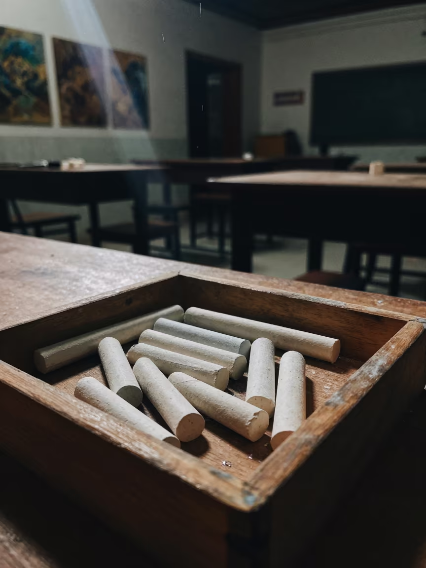 Chalk Stubs in Cebu Art Classroom Night in inside an art classroom near Cebu