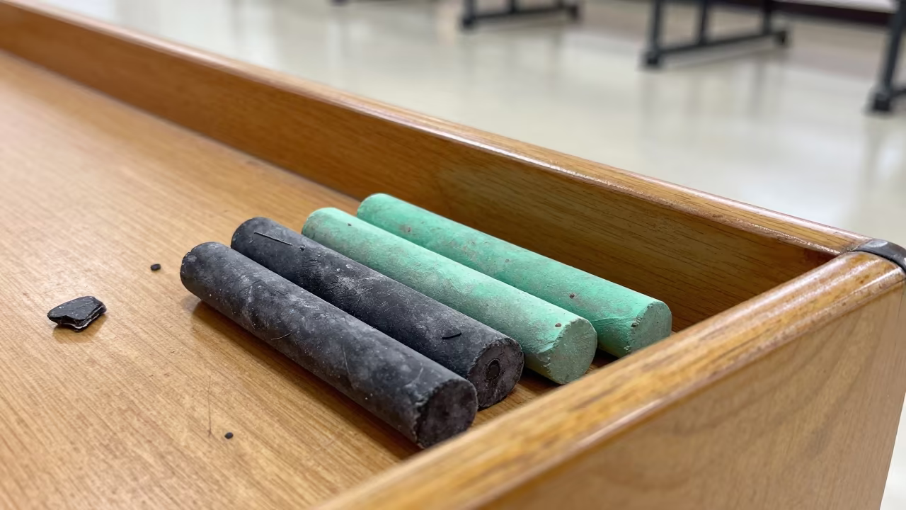 Chalk Stubs in Mogaung Lecture Hall in in a lecture hall before the crowd arrives in Mogaung