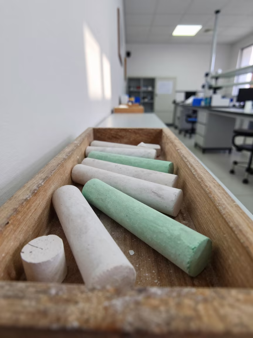 Chalk Tray Stubs in Malaga University Lab in in a school laboratory near Malaga