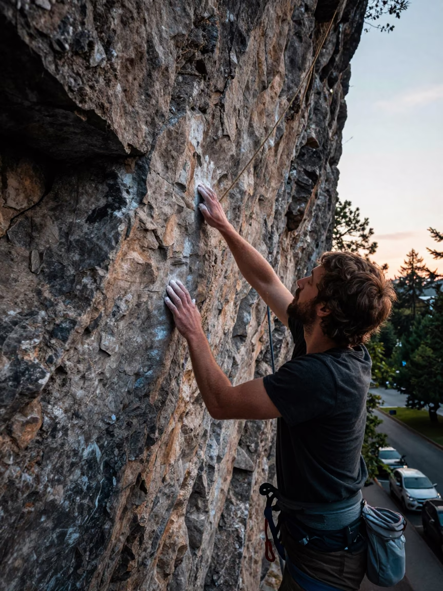 Chalking Hands in Portland at As First Light Reaches The Scene in in Portland, Oregon, United States