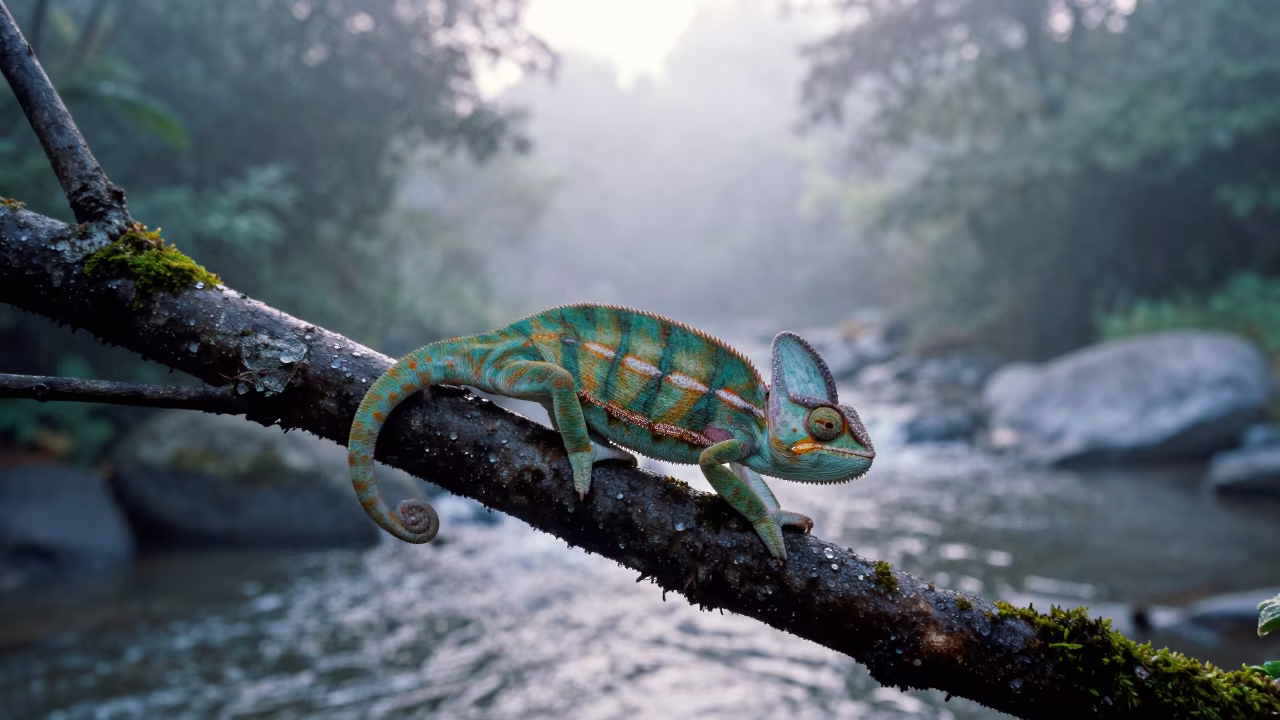 Chameleon Color Shift Glacial Stream Dawn in above a glacial stream near Ho Chi Minh City