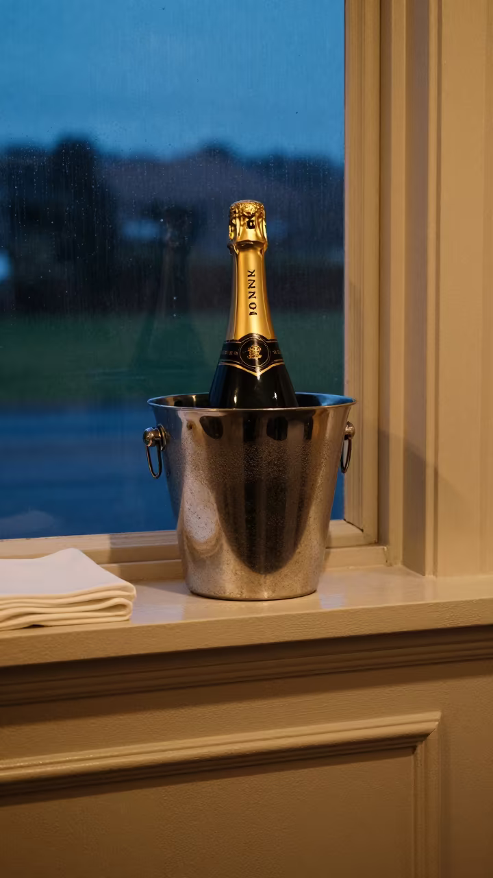 Champagne Bucket on Dunedin Prep Shelf in on a painted display ledge near Dunedin