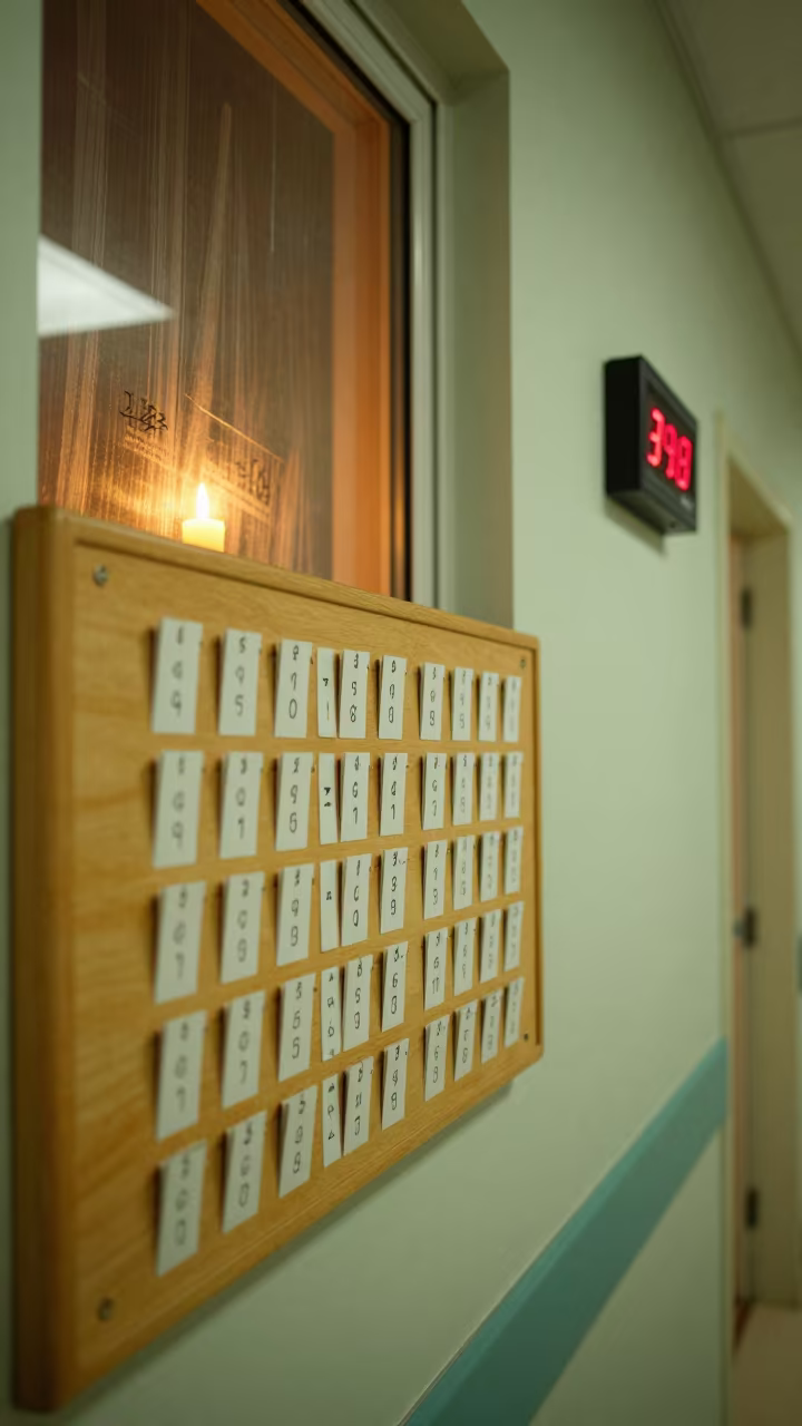 Changsha Hospital Allergy Timer Board Midnight in inside a hospital corridor in Changsha