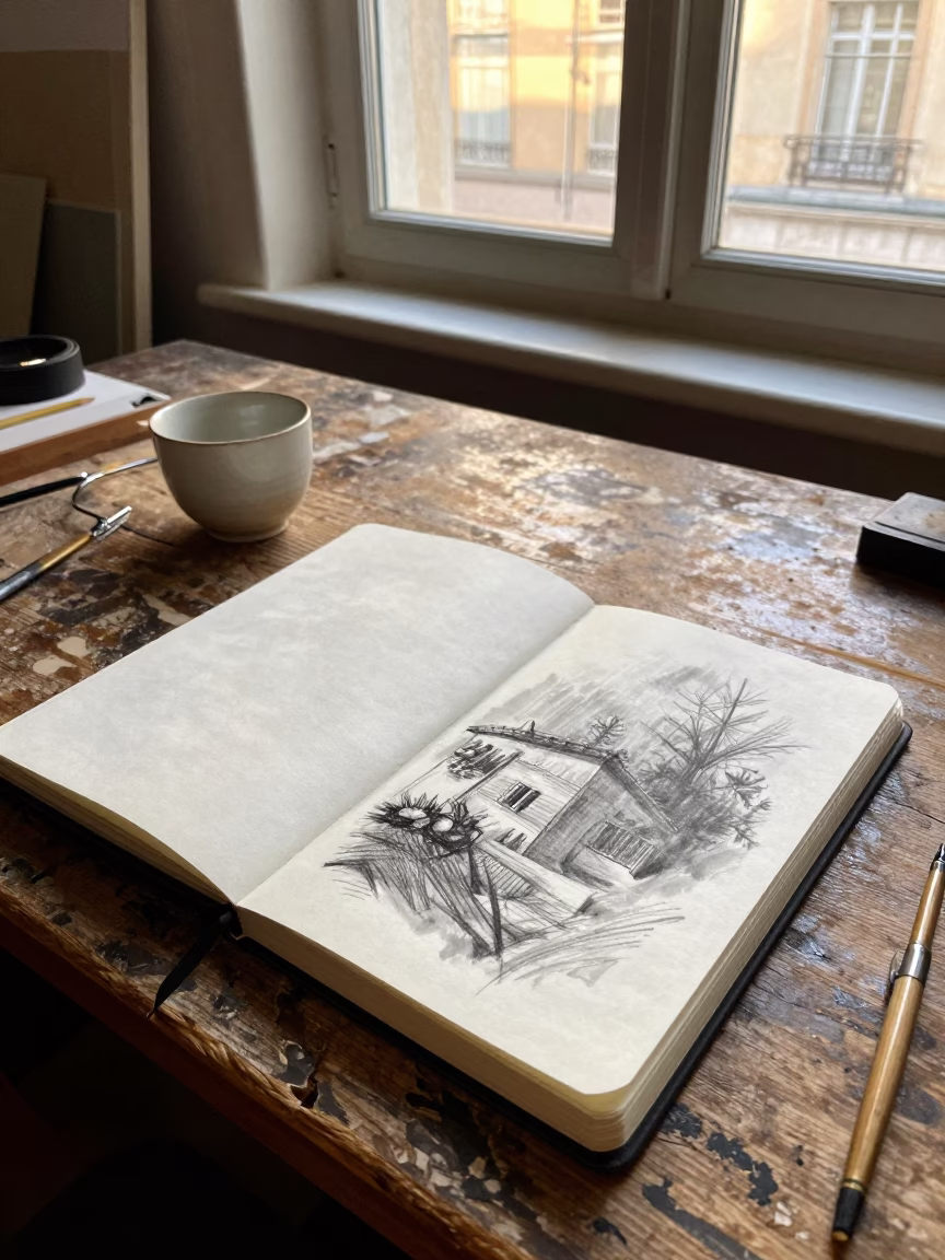 Charcoal Sketchbook in Lyon in in Lyon, France