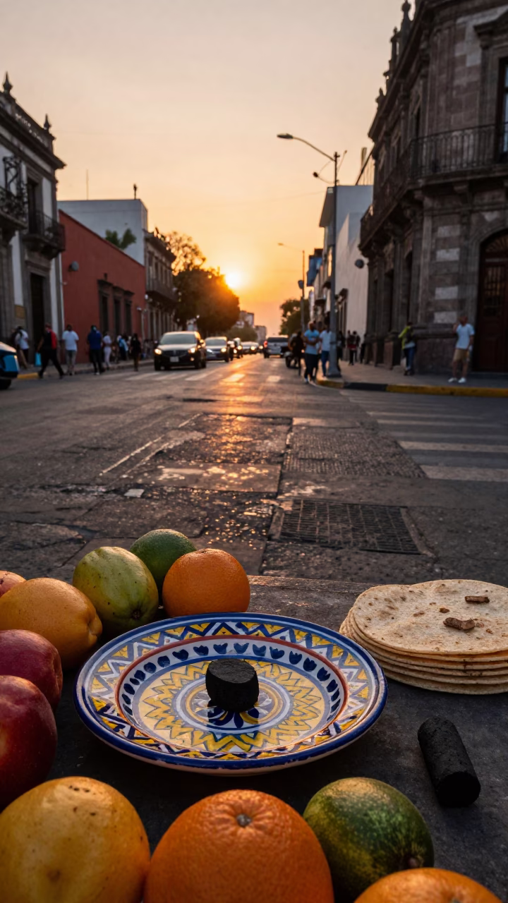 Charcoal Stick in Mexico City at Sunset Light in in Mexico City, Mexico