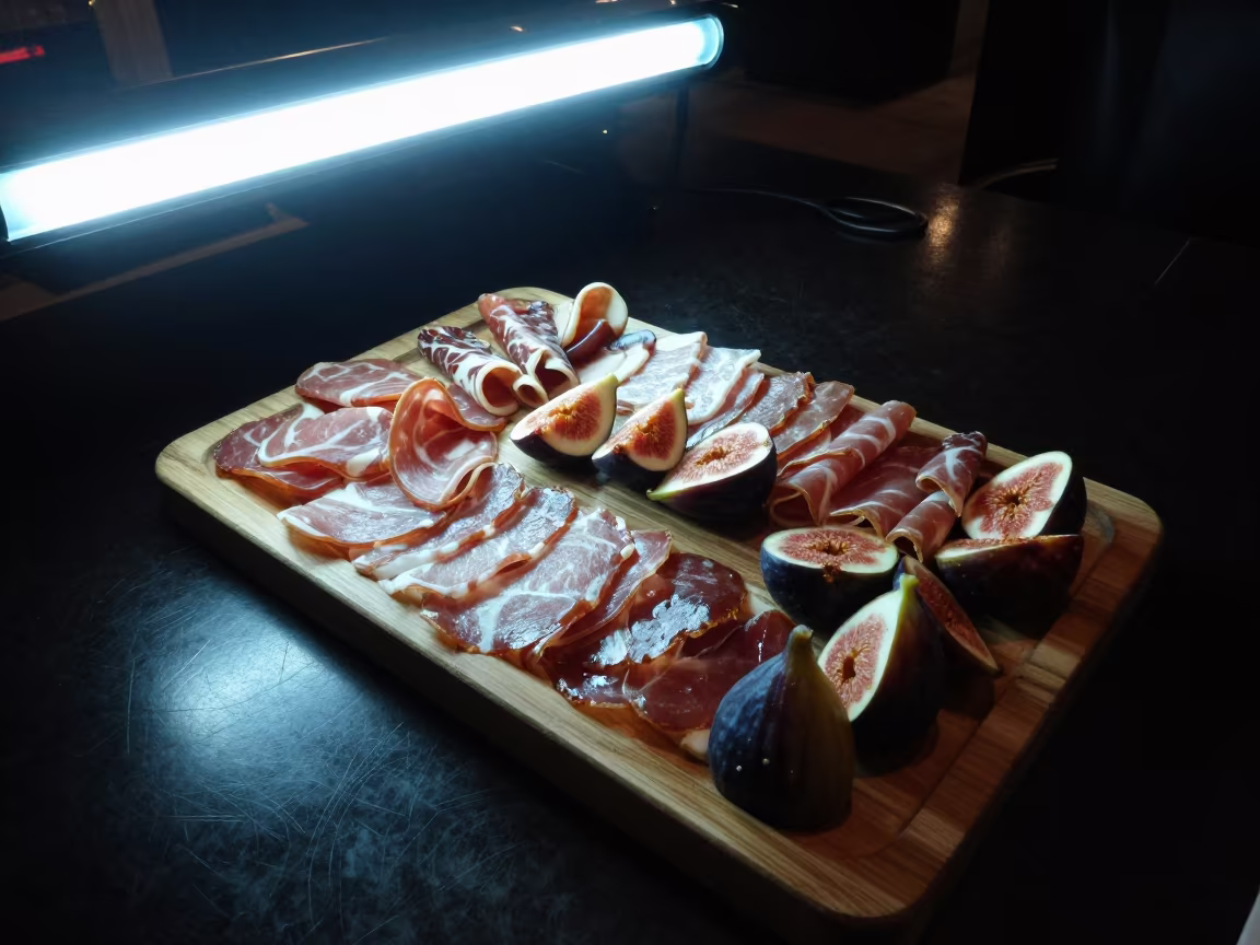 Charcuterie Board Figs Meat Tea House Tray in on a tea house tray in Bumba