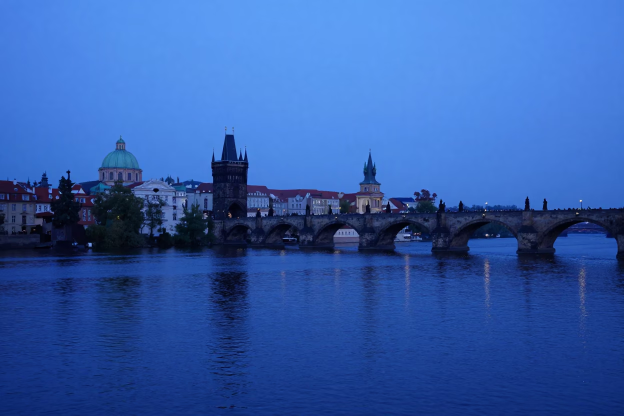 Charles Bridge And Vltava River in Prague in in Prague, Czech Republic