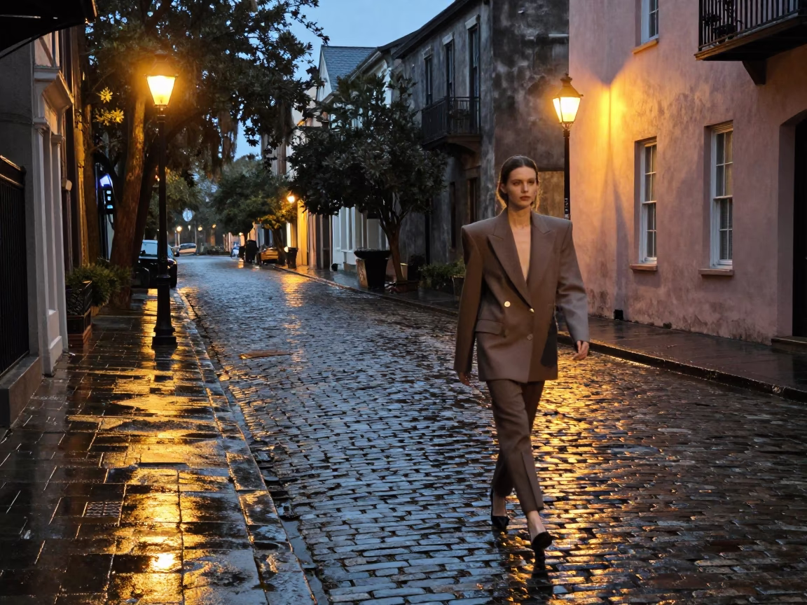 Charleston Deck Lacquered at The Early Evening Light in in Charleston, South Carolina, United States
