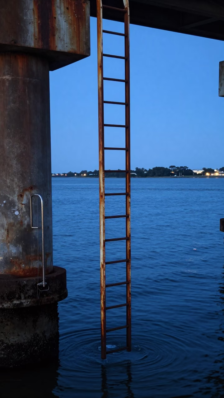 Charleston Estuary Water at The Last Blue Light Of Evening in in Charleston, South Carolina, United States