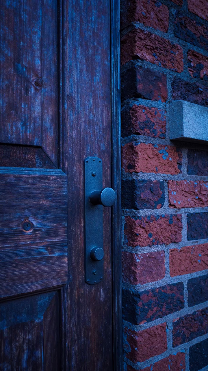 Charleston SC Evening Deadbolt Close Up on Historic Brick Building Facade in in Charleston, South Carolina, United States