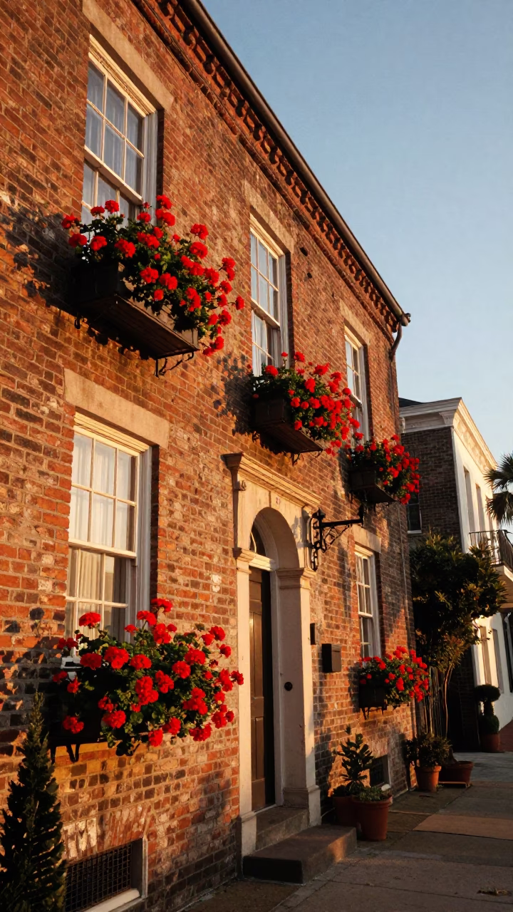 Charleston South Carolina Historic District Honeyed Evening Light and Colorful Details in in Charleston, South Carolina, United States