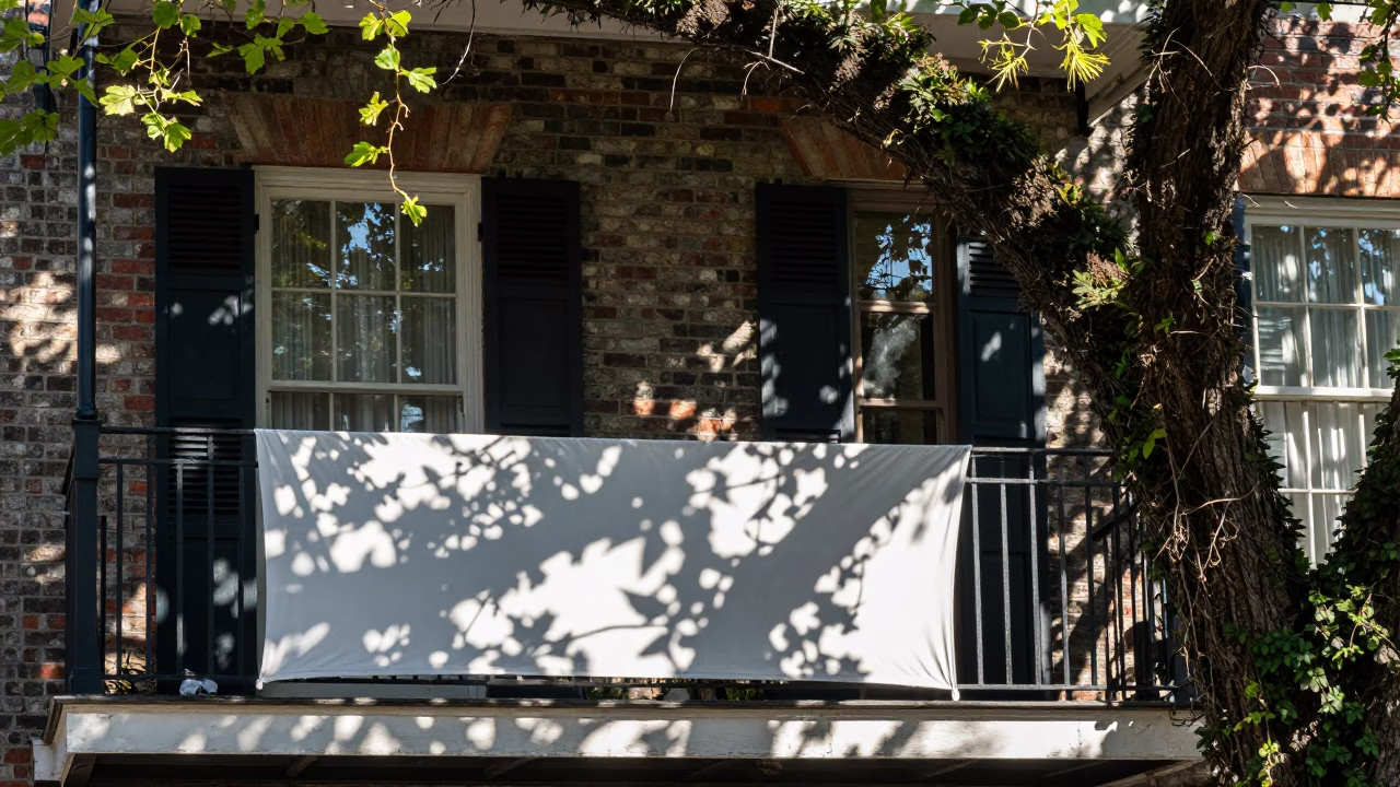 Charleston South Carolina Midday Street Scene With Vine And Leaf Shadows in in Charleston, South Carolina, United States