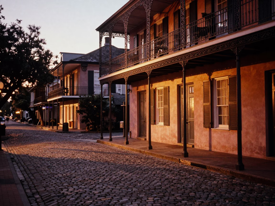 Charleston South Carolina Street Scene with Historic Architecture and Evening Light in in Charleston, South Carolina, United States