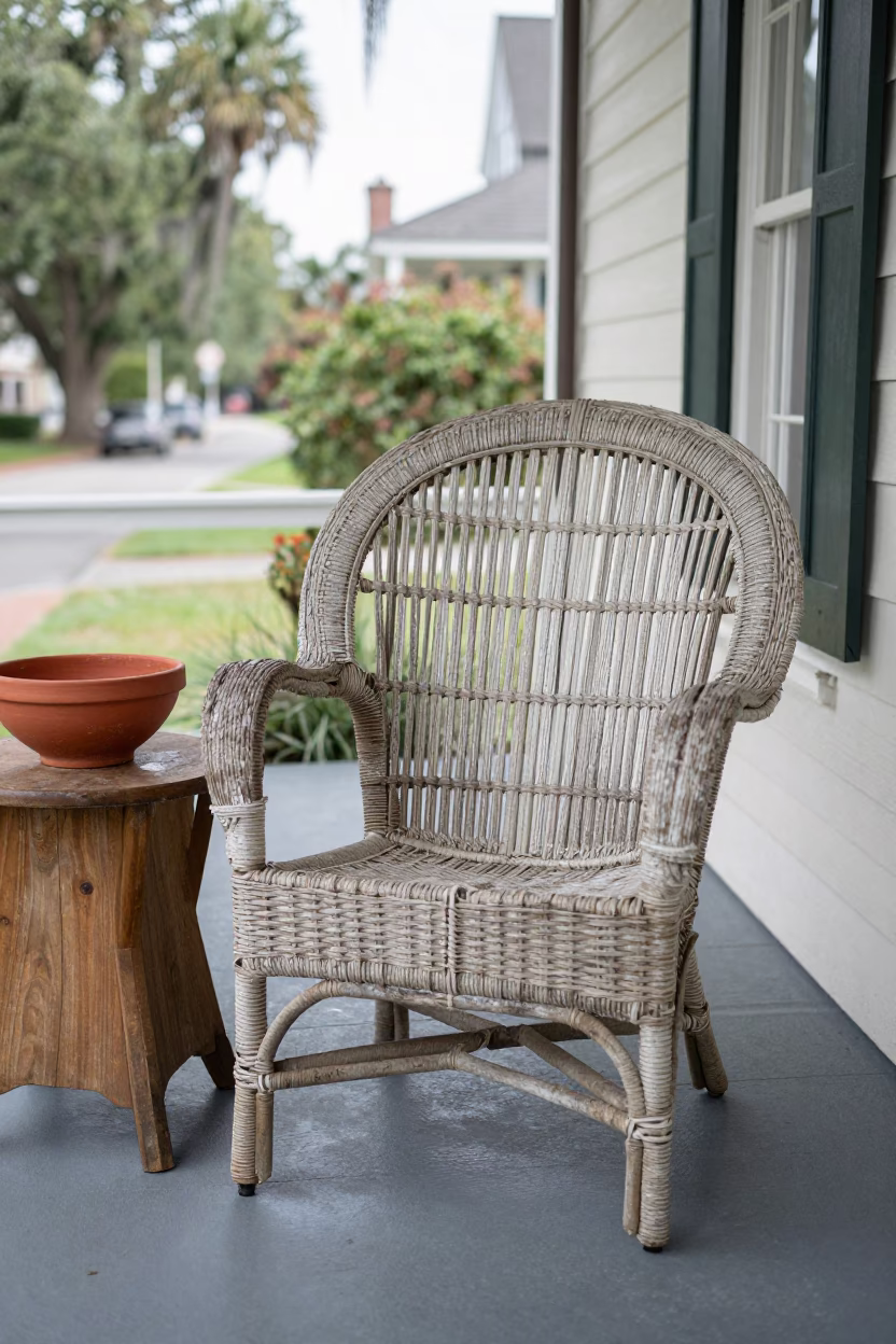 Charleston Weathered Rattan Chair in in Charleston, United States
