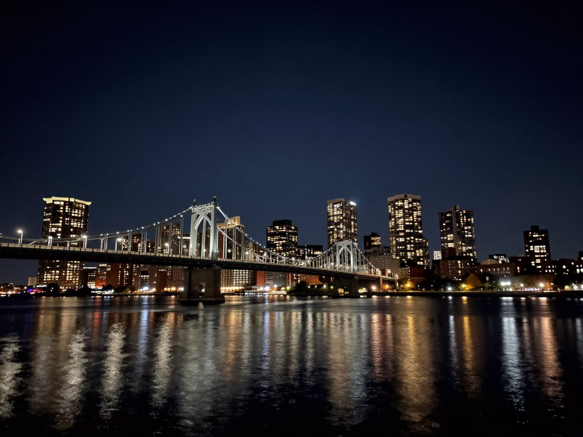 Charlestown Bridge at The Deepest Night Sky Light in Boston in in Boston, Massachusetts, United States