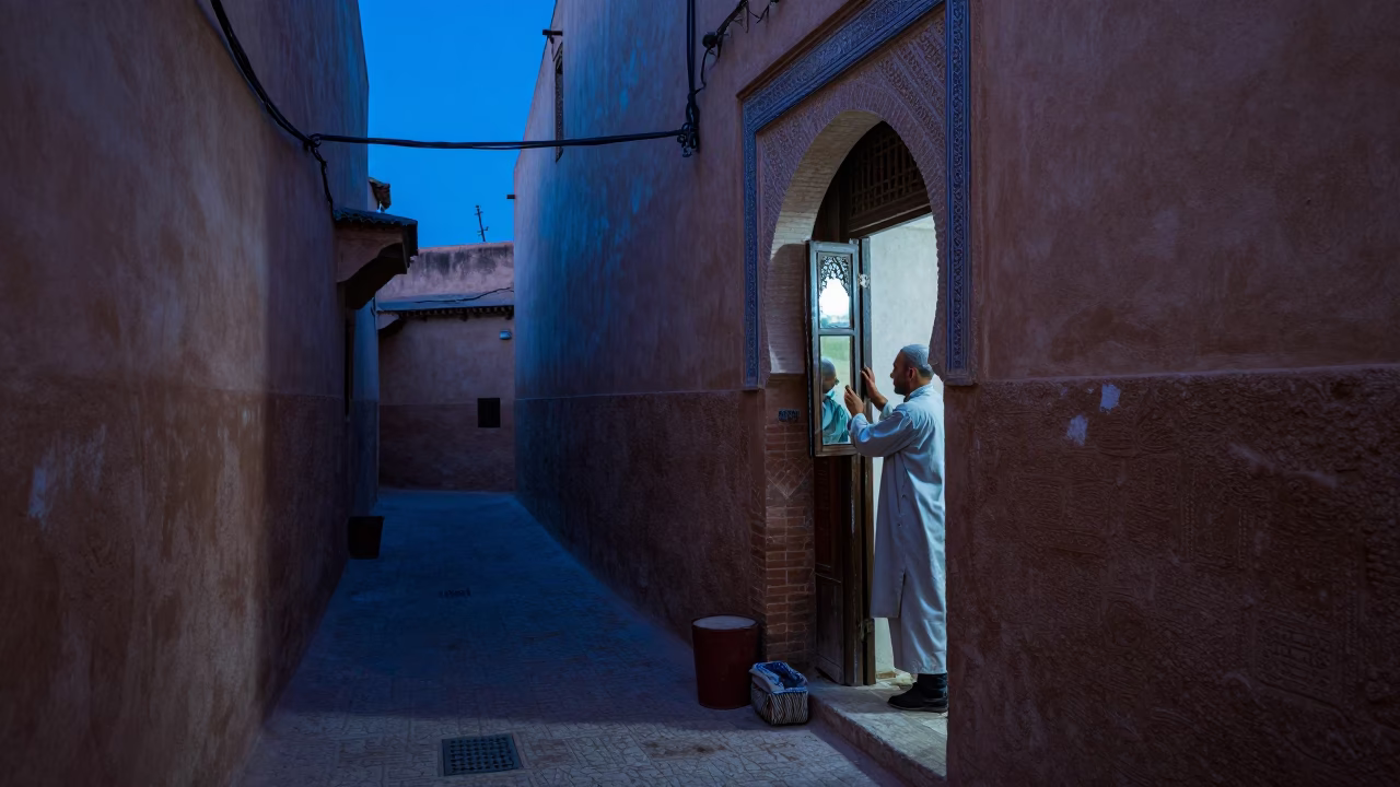 Checking Mirror in Fez in in Fez, Morocco