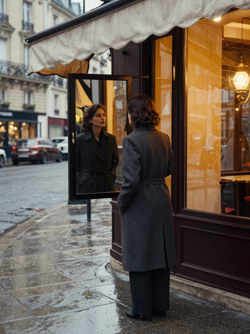 Checking Mirror in Paris in in Paris, France