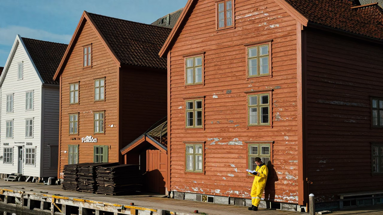 Checking Notes in Bergen in in Bergen, Norway