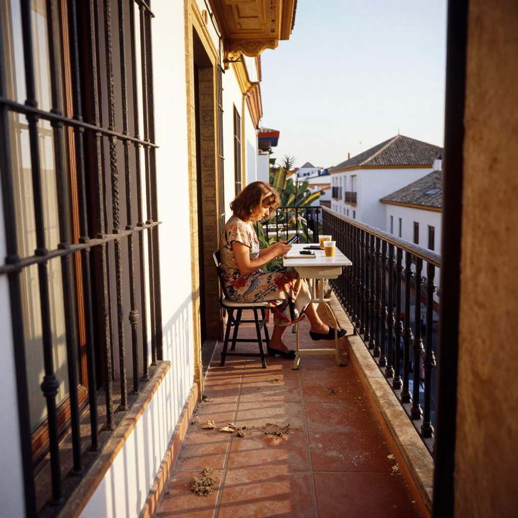 Checking Phone in Seville in in Seville, Spain